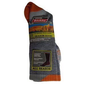 Dickies Size 6-12 Crew Socks Men Steel Toe Merino Wool Blend All Season Gray NEW